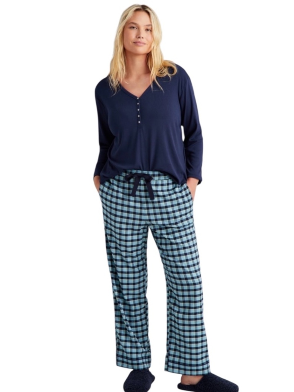State of Day Plus Size Pajama Pants 3X Plaid Blue Comfy Lounge Sleep - NWT